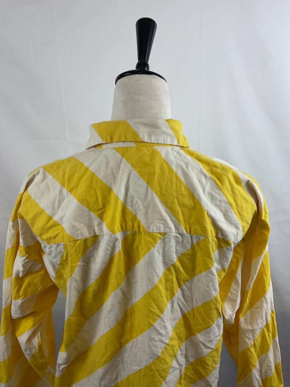 Compania Fantastica Blouse US S White Yellow Stripe Button Front Long Sleeve - Picture 7 of 9